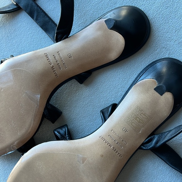 New (NWOB) ISABEL MARANT Black Leather Ankle Strap Sandals Size 40 EU / 10 US - Picture 7 of 8